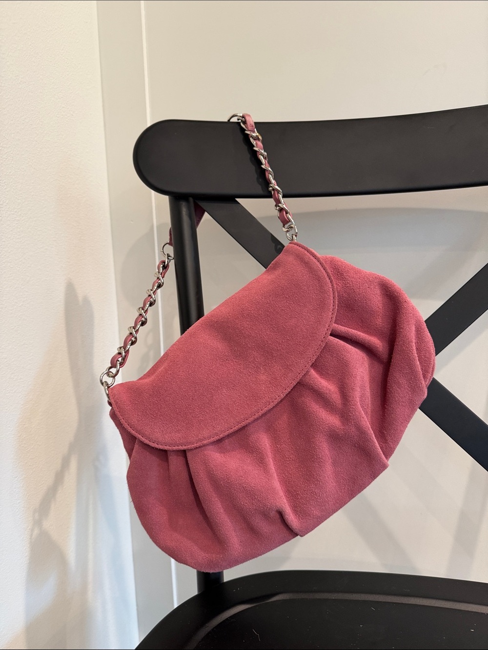 LOFT Suede Fold-Top Shoulder Bag in Dusky Rose